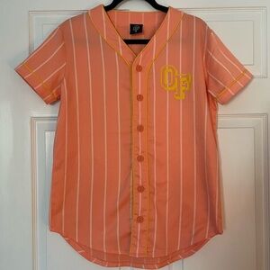 Odd Future Pink, Yellow, & White Striped Button-Up Baseball Jersey